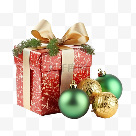 圣诞礼品盒，里面有三个小圣诞树玩具图片