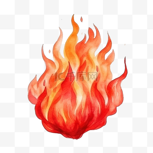 水彩画炽热的红色火焰火火球插画剪贴画图片