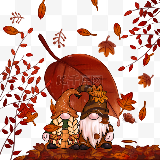 秋天侏儒森林红色枫叶图片
