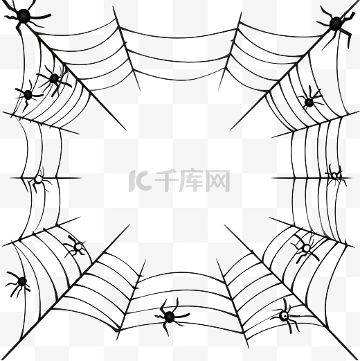 万圣节蜘蛛网矢量框架边框和蜘蛛网分隔线图片