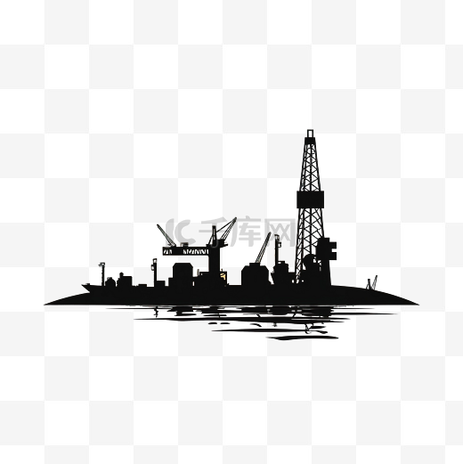 石油钻井平台剪影图片