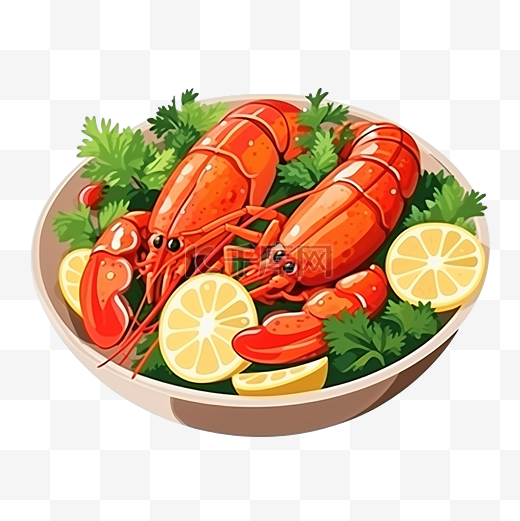 水煮龙虾沙拉卡通海鲜图片