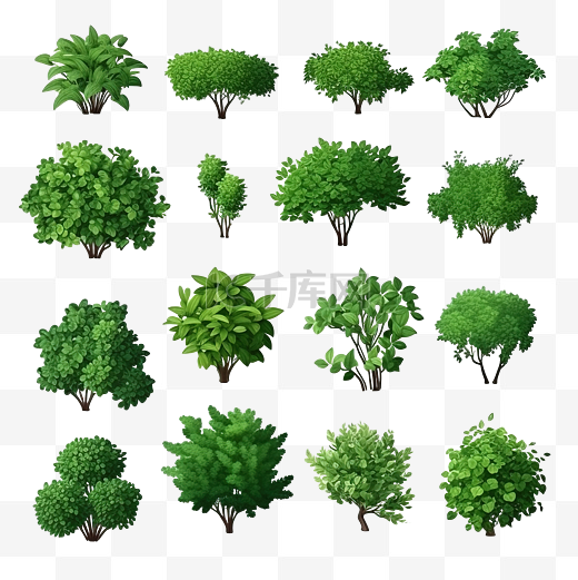 等距树叶灌木 3D 通用场景收藏集图片