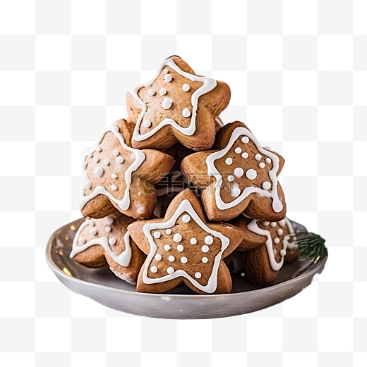 自制饼干坚果，里面塞满了咸焦糖和斯堪的纳维亚风格的圣诞树玩具图片