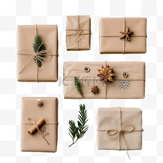 自制包装圣诞礼物和环保装饰品图片