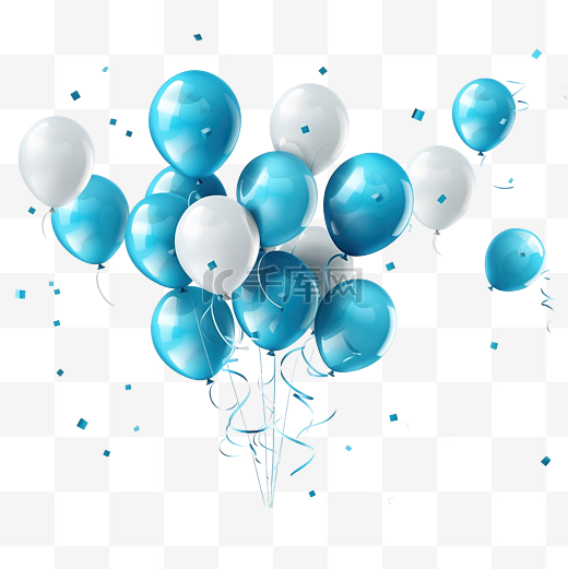 蓝色气球生日快乐背景图片