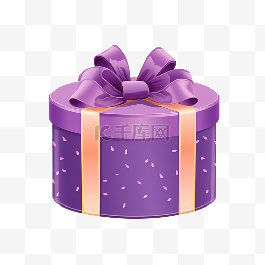生日聚会或圣诞礼品盒隔离矢量插画卡通圆形礼品盒紫罗兰色图片