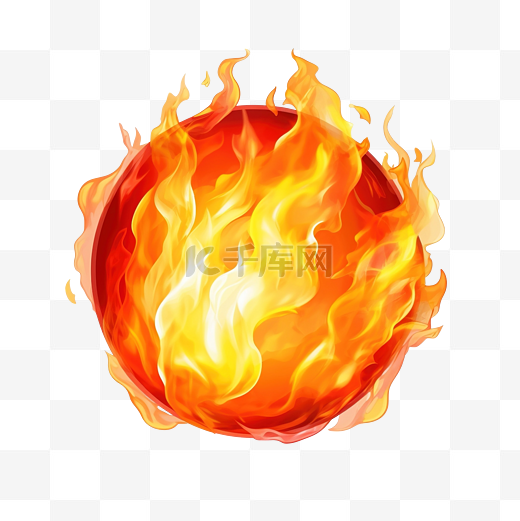 火球明亮燃烧元素多彩png插画图片