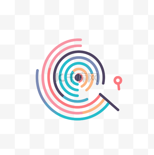 中间有圆圈的箭头的彩色徽标 向量图片