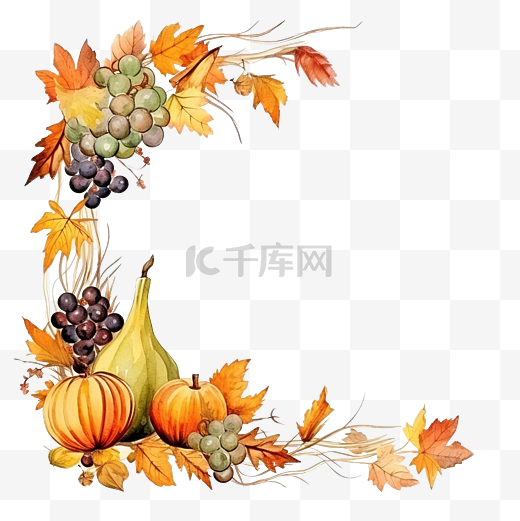 收获季节和感恩节的装饰角框图片