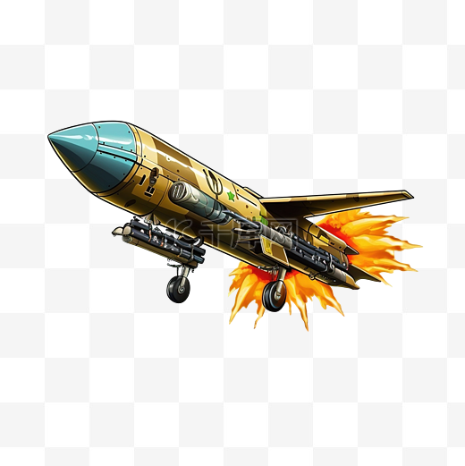 带有现实风格导弹炸弹的军用无人机袭击空中火箭彩色PNG插图图片