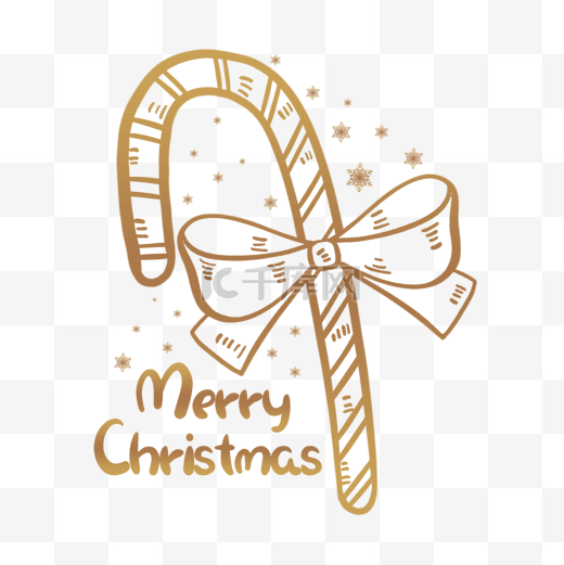 圣诞节金色手杖简笔画图片