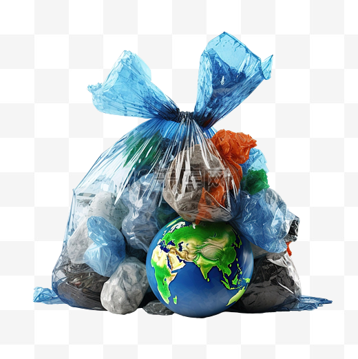 塑料袋塑料废物减少地球的概念 3D 插图图片