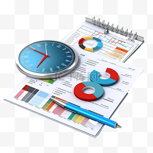 项目任务管理和有效的时间规划工具图表与分析业务财务数据白色剪贴板清单 3D 插图图片