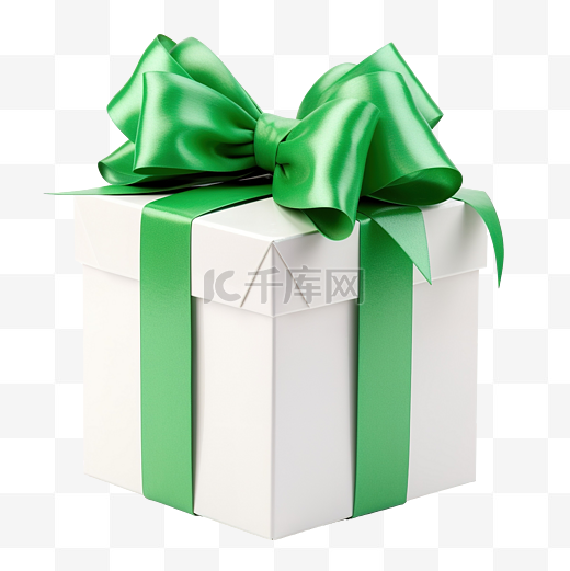 带绿色蝴蝶结的礼品盒图片