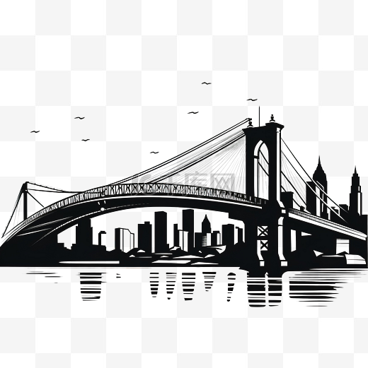 布鲁克林大桥纽约图形元素插画图片