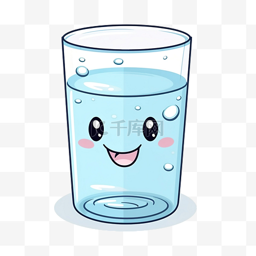 可爱的一杯水插画图片