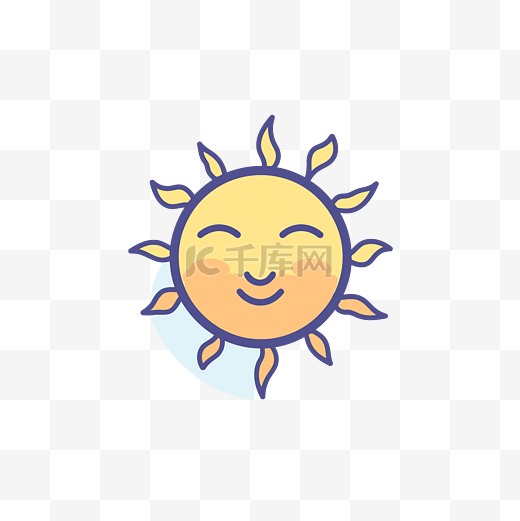 矢量设计中带有滑稽微笑的太阳图标图片