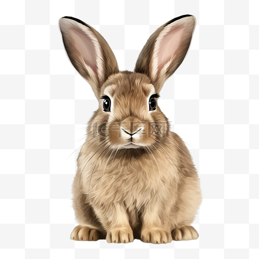 棕色兔子兔子插画图片