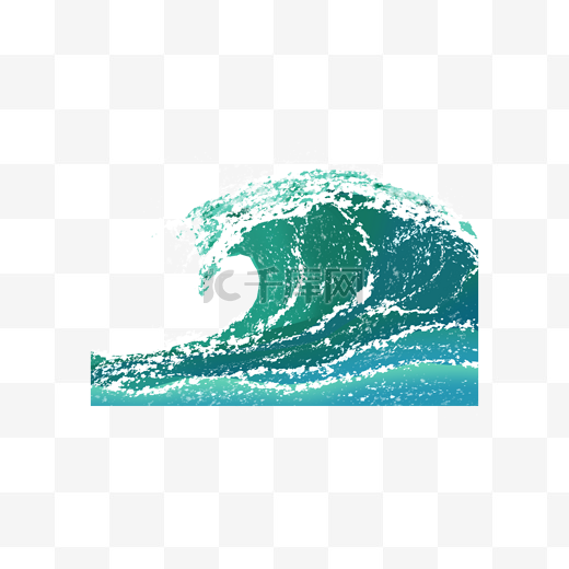 海浪水彩海洋蓝绿色图片