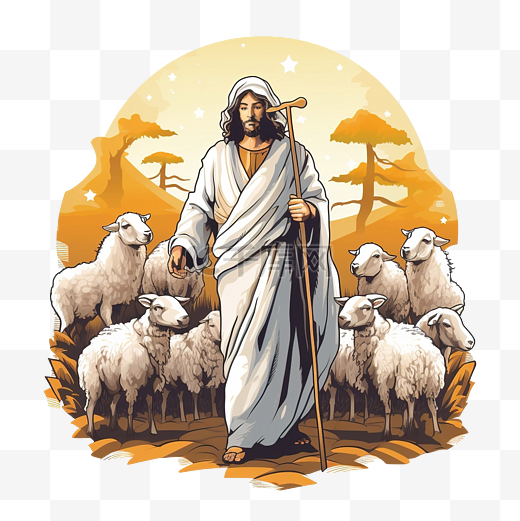 圣诞快乐圣诞牧羊人和羊设计图片