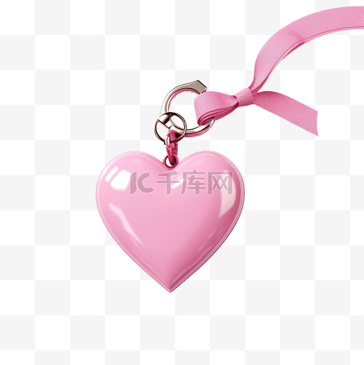 粉红色的心与情人节的关键图片