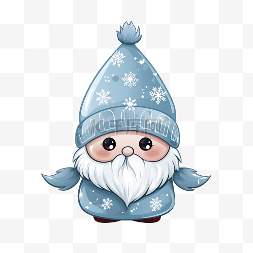 可爱的卡通冬季侏儒，戴着雪花图案的帽子图片
