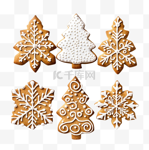 圣诞自制烘焙树形和雪花形饼干图片
