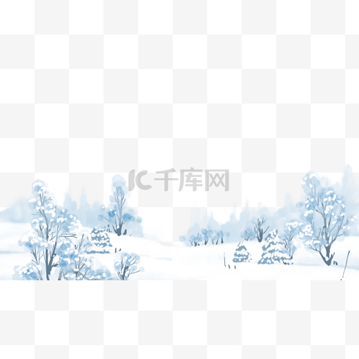 雪景水彩冬季树图片