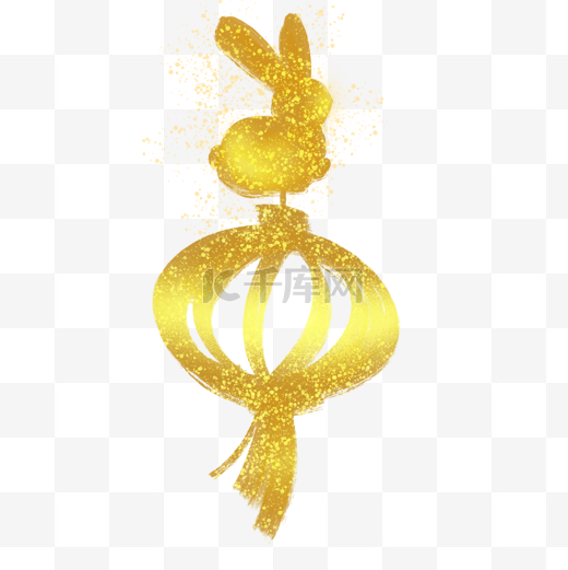 春节中国新年金色兔子灯笼极简镂空装饰图片