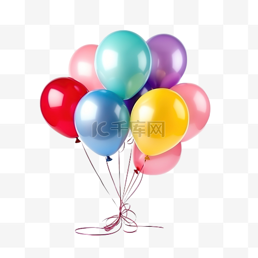 为孩子们的生日聚会用绳子绑着彩色气球图片