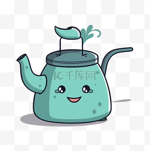 水壶剪贴画可爱可爱快乐卡通茶壶插画平面设计设计esvah 向量图片
