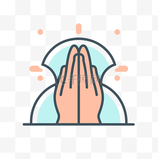 用于网页设计的线性风格的祈祷之手图标 向量图片