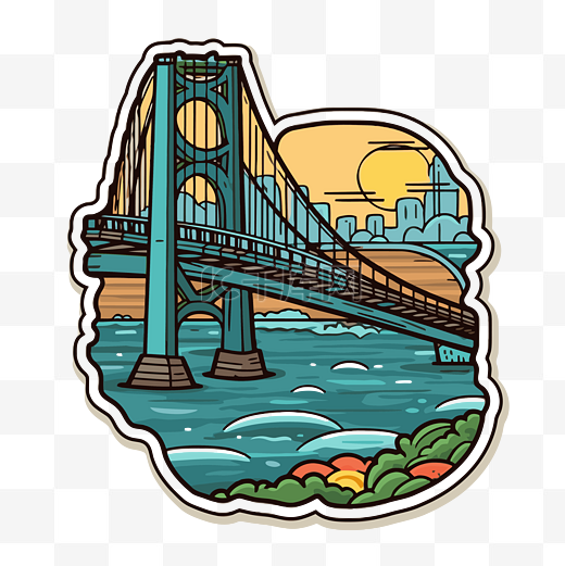 旧金山湾大桥贴纸设计剪贴画 向量图片
