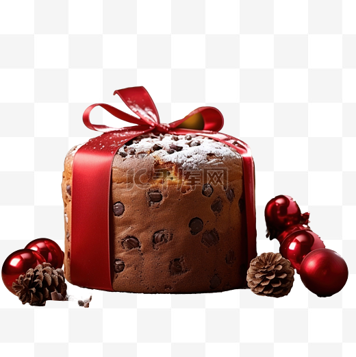 圣诞巧克力节日蛋糕，木桌上装饰着圣诞节图片