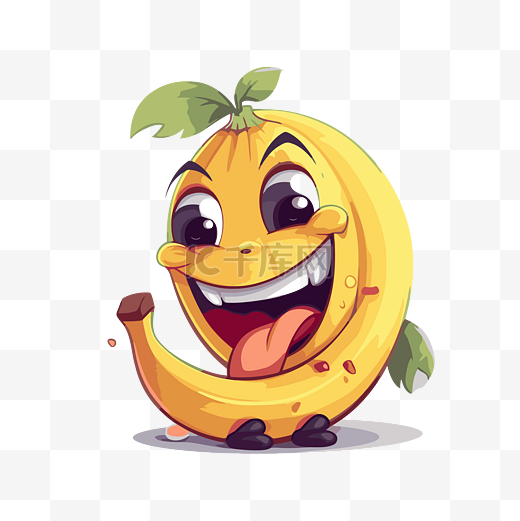 香蕉剪贴画 香蕉人物，舌头伸出嘴外卡通 向量图片