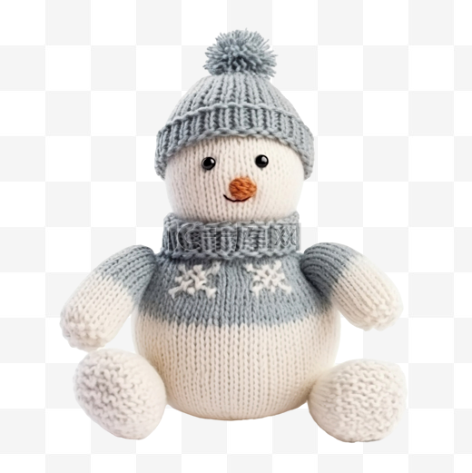 穿着圣诞针织毛衣的可爱布娃娃雕刻了一个新年雪人图片