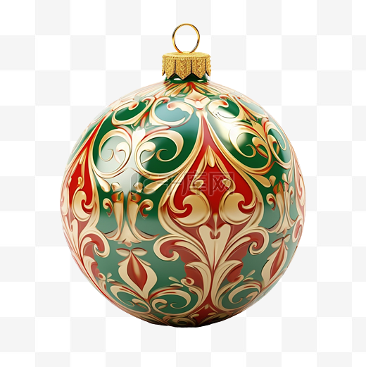 七彩圣诞树球金红绿白装饰图片
