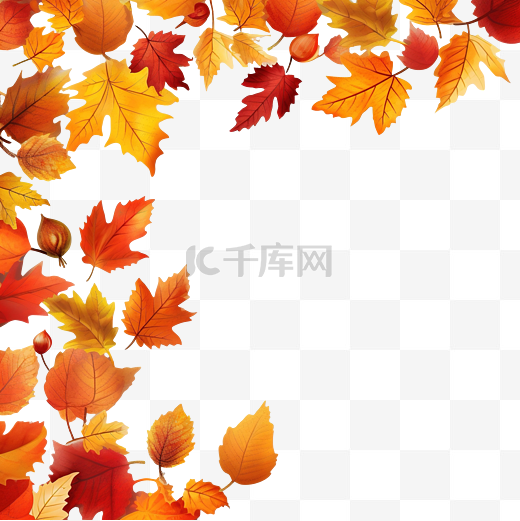 快乐的感恩节问候与色彩缤纷的秋叶图片