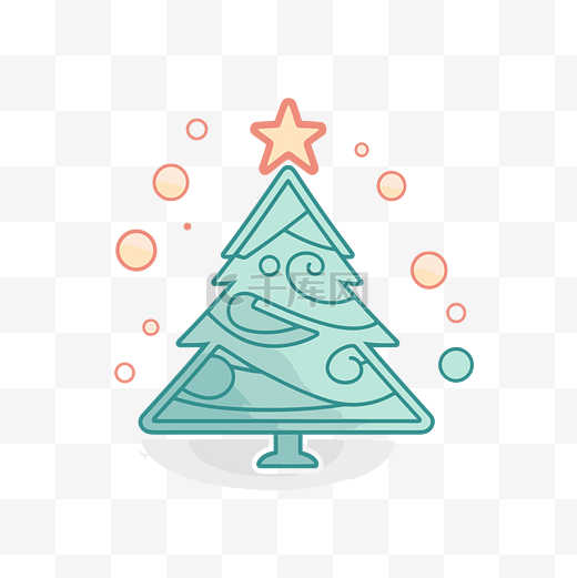 圣诞节标志图标和圣诞树图标 向量图片