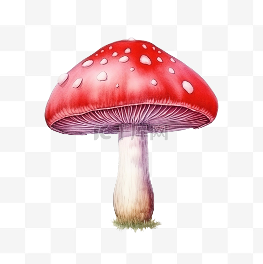 红蘑菇水彩图片