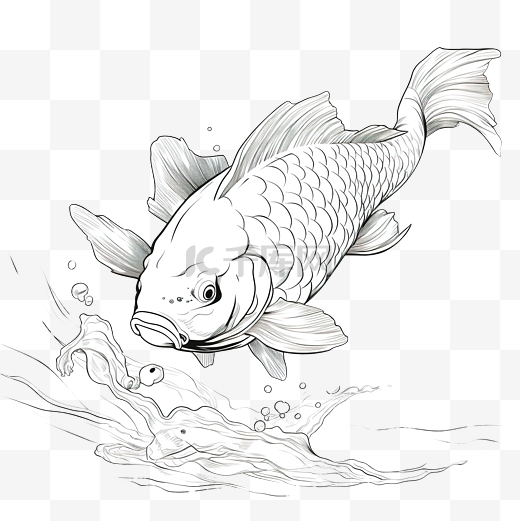 锦鲤鱼跳线图图片