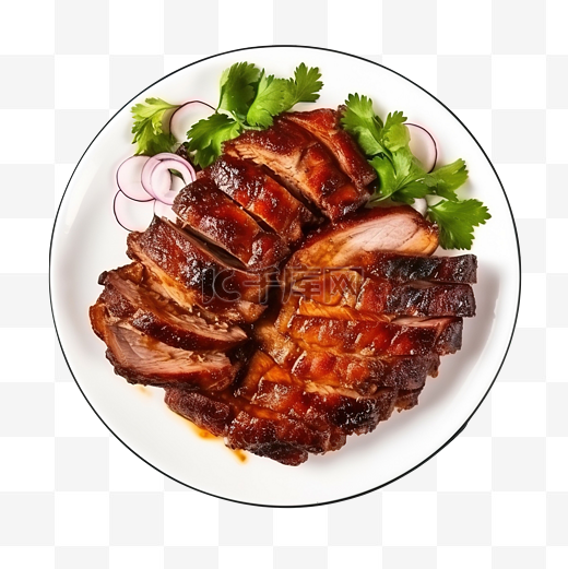 墨西哥肉类食品烤猪腿烤在盘子里图片
