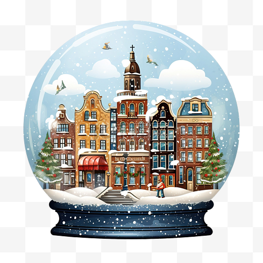 圣诞雪球与阿姆斯特丹的房子图片