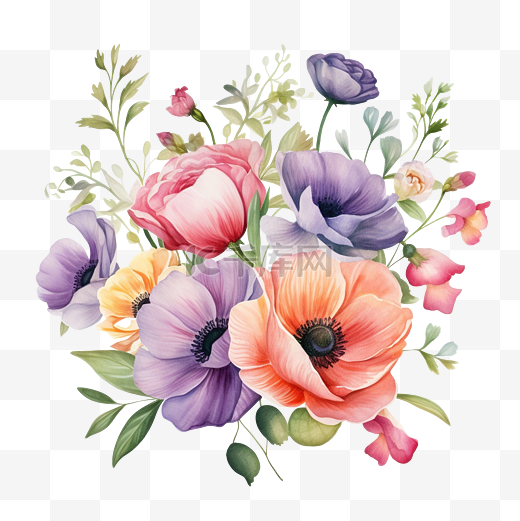 水彩花卉剪貼畫图片