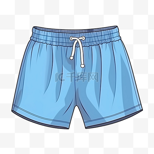 男式泳裤 png 蓝色平角短裤卡通风格插图隔离图片