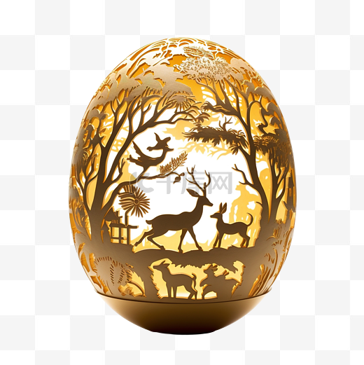 复活节彩蛋剪影金色阴影图片