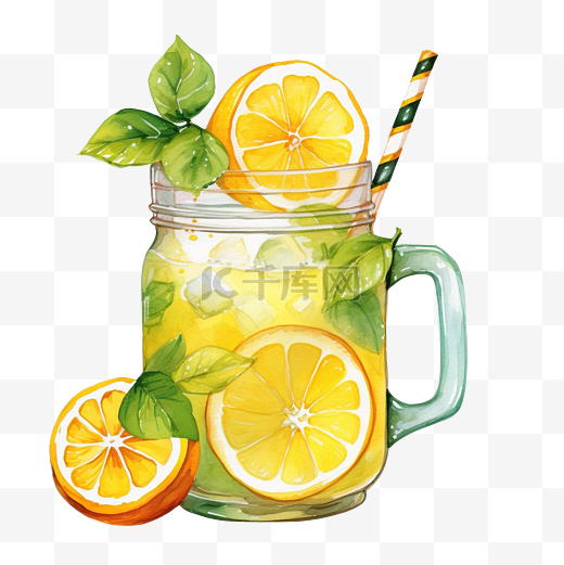 水彩柠檬水剪贴画图片