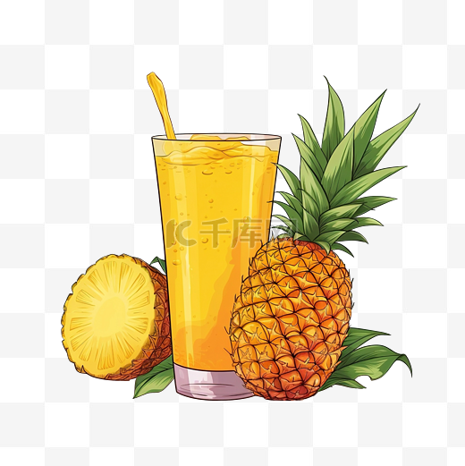 简约风格的菠萝汁插图图片