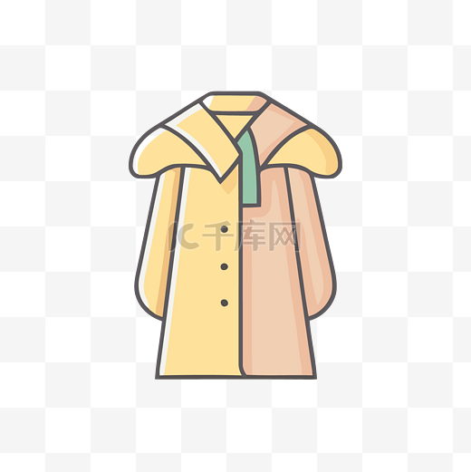 黄色外套和衣领的线条插图 向量图片